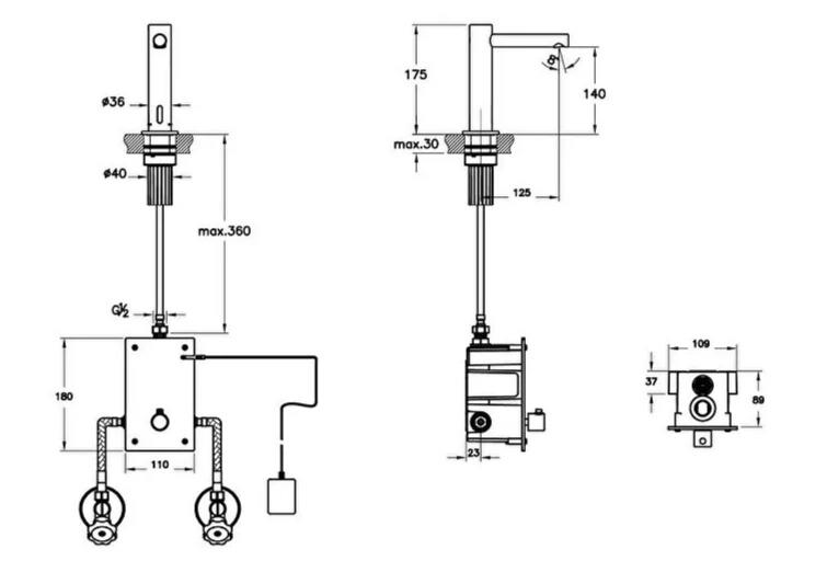 Vitra Lavabo Bataryası, Origin, Fotoselli (Çift Su Girişli,Elektirikli) Mat Siyah, A4721336WTCVitrAA4721336WTCFotoselli Lavabo Bataryaları