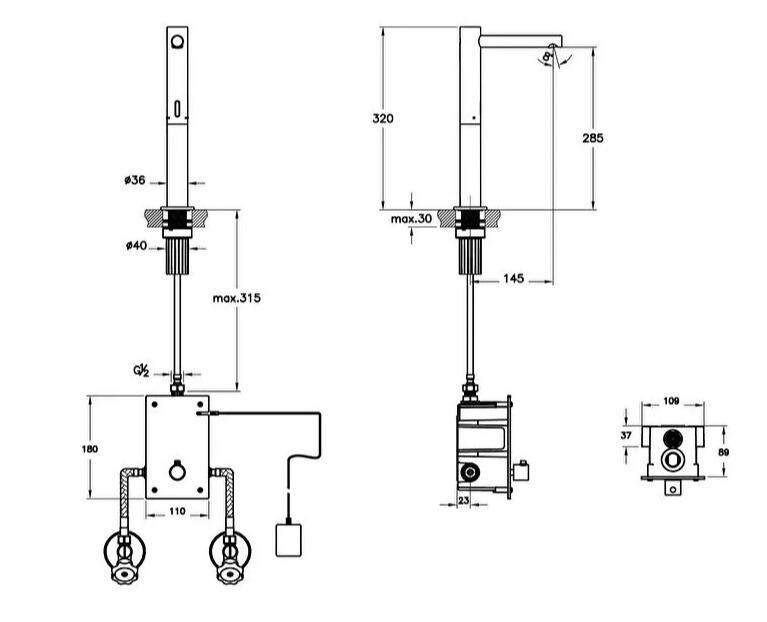 Vitra Lavabo Bataryası, Origin, Fotoselli, Tezgah Üstü (Çift Su girişli, Elektrikli) Fırçalı Nikel, A4722134VitrAA4722134Lavabo Bataryaları