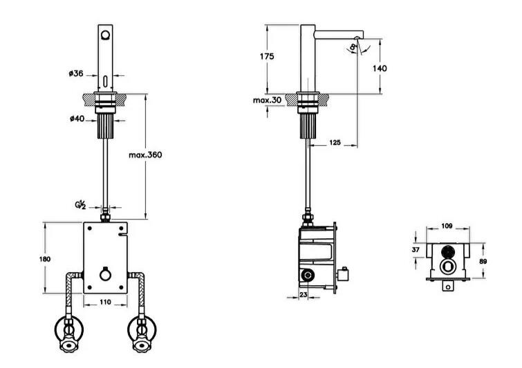 Vitra Lavabo Bataryası, Origin, Fotoselli (Çift Su Girişli,Pilli) A47214VitrAA47214Lavabo Bataryaları