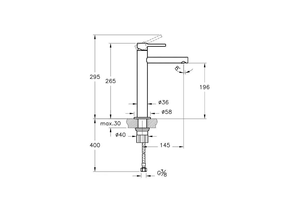 Vitra  Lavabo Bataryası, Origin, Yüksek Tip, Mat Siyah, A4255736WTCVitrAA4255736WTCYüksek Lavabo Bataryaları