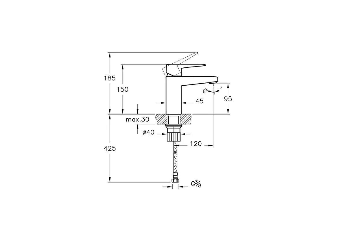 Vitra Lavabo Bataryası Root Square, S, A42732EXPVitrAA42732EXPLavabo Bataryaları
