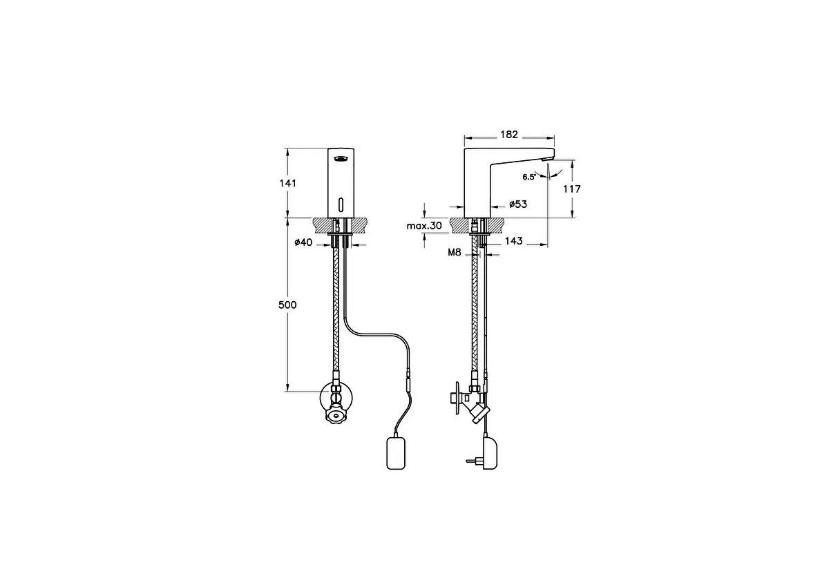 Vitra Lavabo Bataryası, Root Square, Temassız (Tek Su Girişli,Elektirikli) A47127VitrAA47127Lavabo Bataryaları