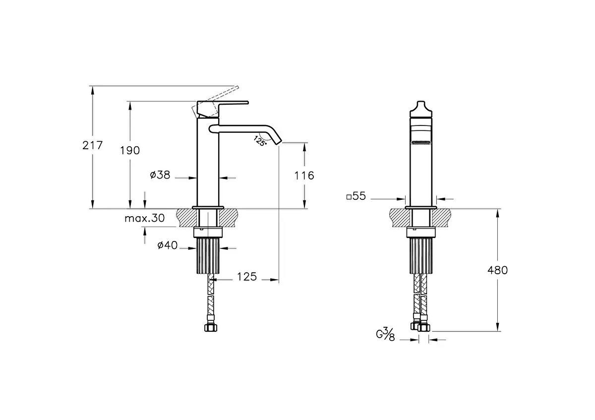 Vitra Lavabo Bataryası, Suit, Parlak Siyah, A4281639VitrAA4281639Lavabo Bataryaları