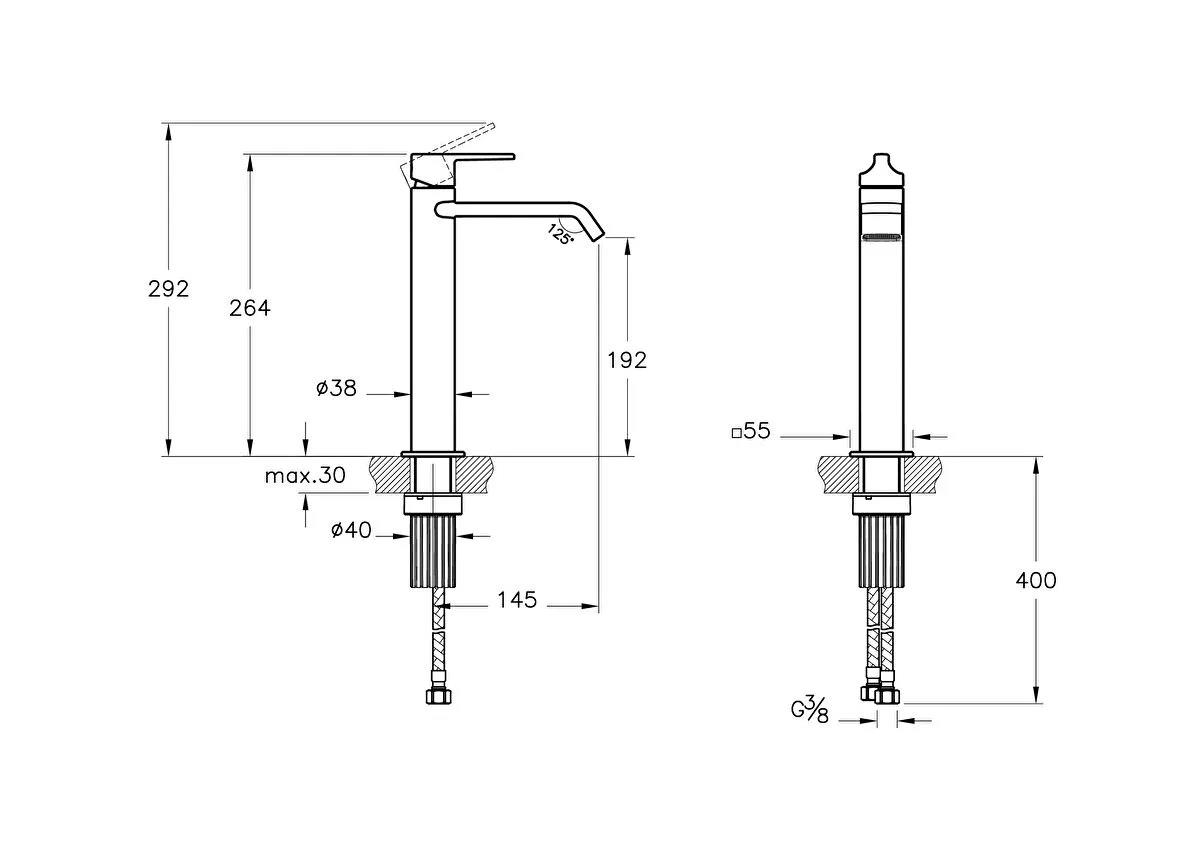 Vitra  Lavabo Bataryası, Suit Yüksek, Soft Bakır, A4281429VitrAA4281429Lavabo Bataryaları
