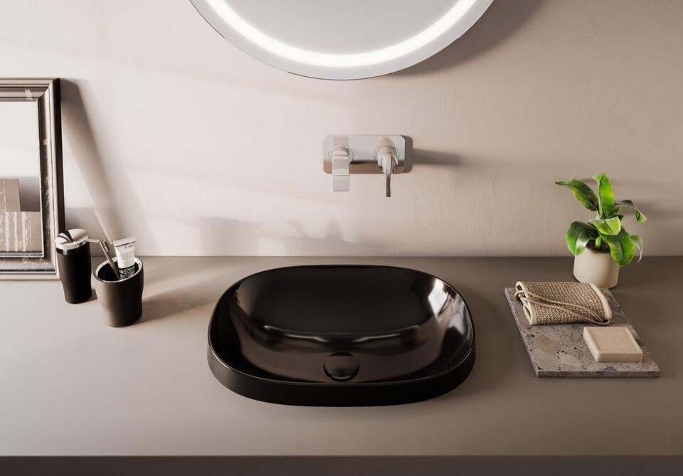 Vitra Lavabo, Frame, Tezgah Üstü, Oval, 56 cm, Siyah, 5652B470-0016  (sadece istanbul teslimat için uygundur )VitrA5652B470-0016Tezgah Üstü Lavabo Modelleri ve Fiyatları | Banyo Dizayn