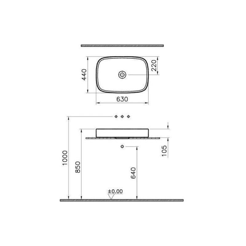 Vitra Lavabo, Memoria, Çanak, 63 cm, M58000003000  (sadece istanbul teslimat için uygundur )VitrAM58000003000Çanak Lavabo