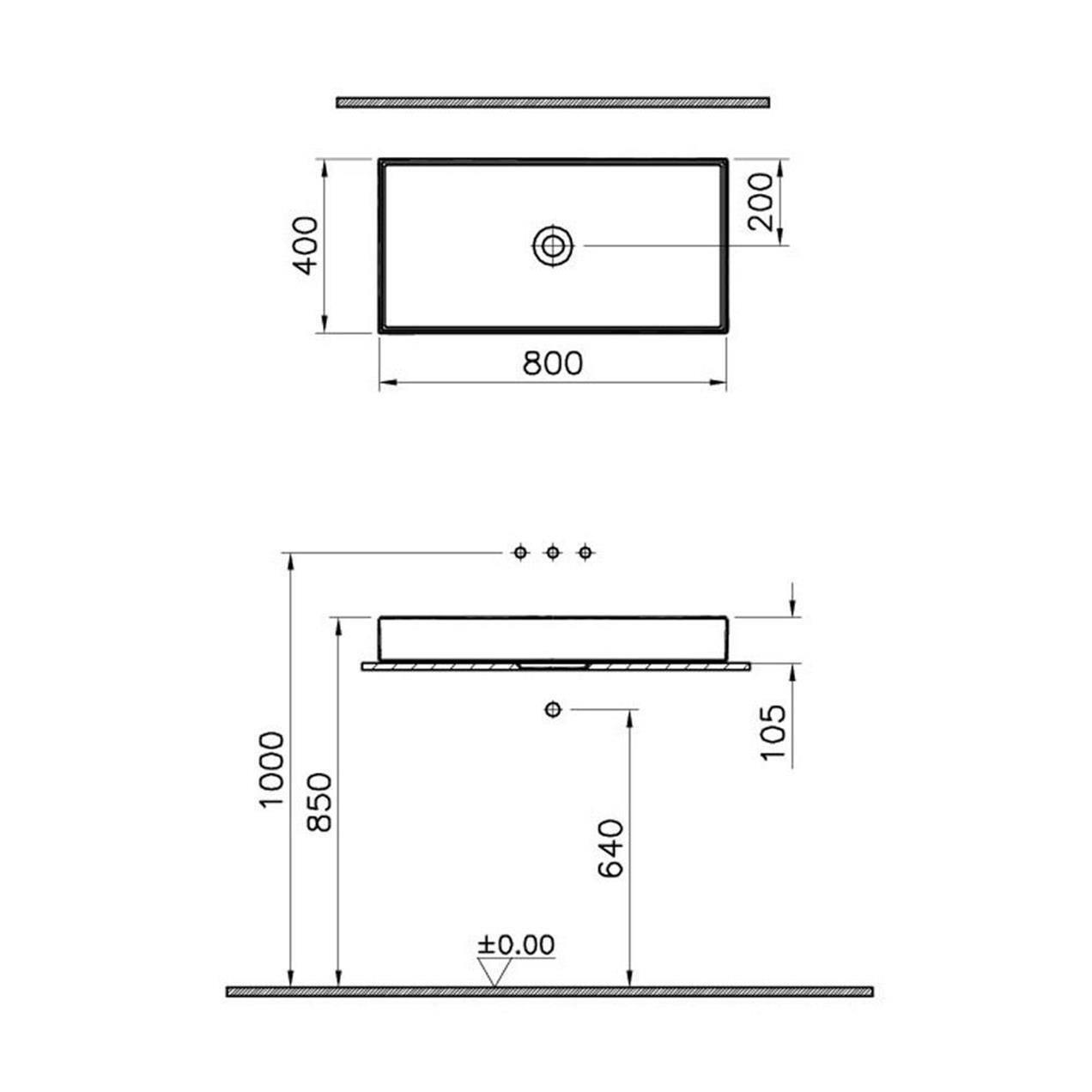 Vitra Lavabo, Memoria, Çanak, 80 cm, M58000001000  (sadece istanbul teslimat için uygundur )VitrAM58000001000Çanak Lavabo
