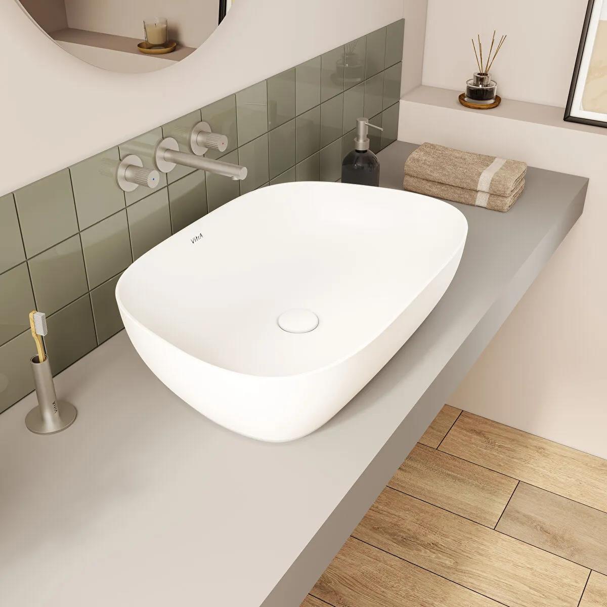 Vitra Lavabo, Outline, Çanak, 63 cm, Mat Beyaz, 5993B401-0016VitrA5993B401-0016Çanak Lavabo
