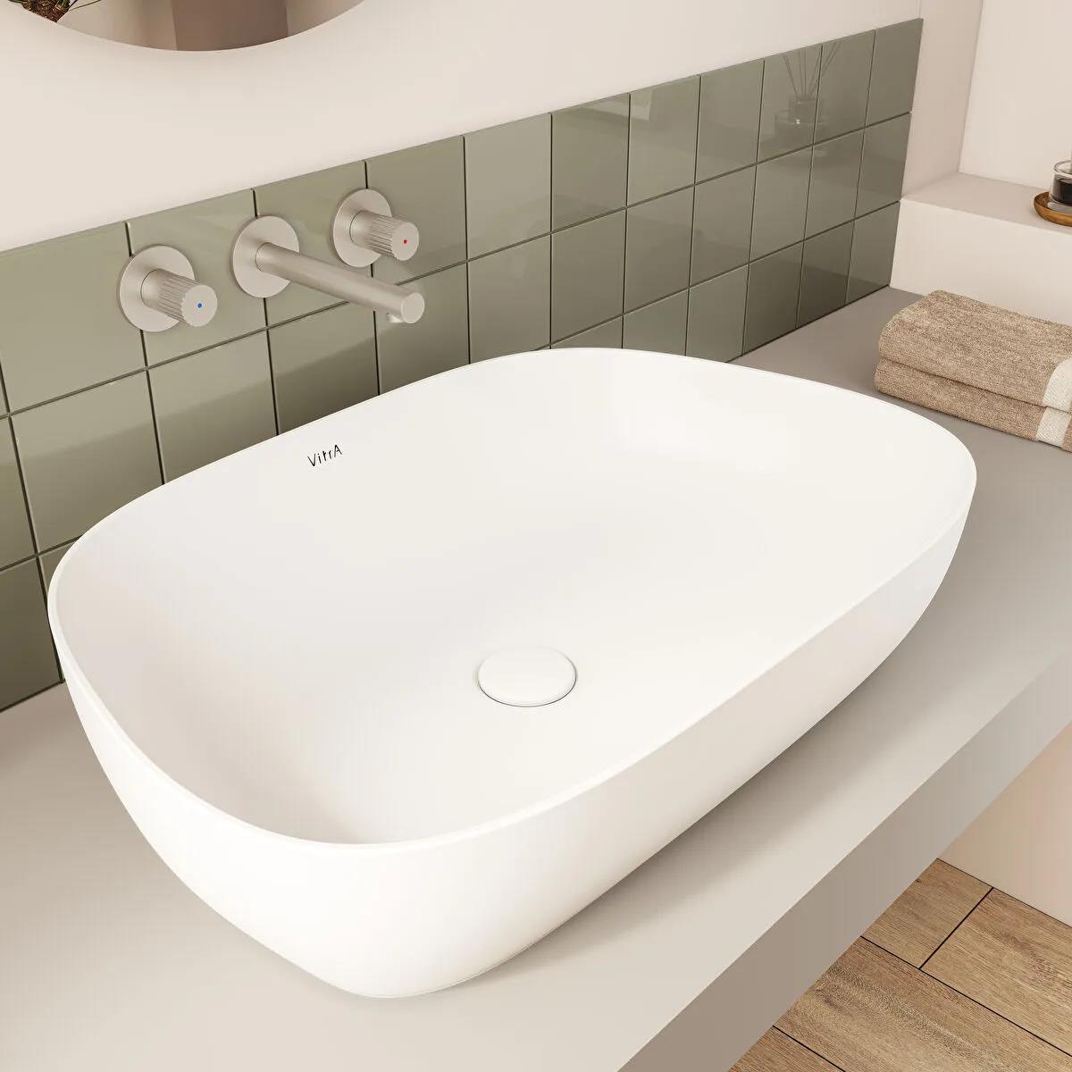Vitra Lavabo, Outline, Çanak, 63 cm, Mat Beyaz, 5993B401-0016VitrA5993B401-0016Çanak Lavabo