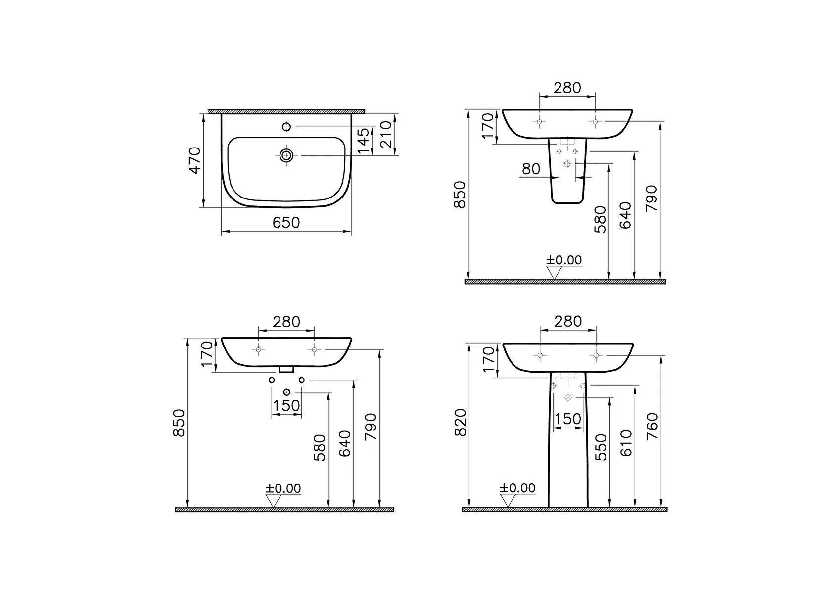 Vitra Lavabo, S20, 65 cm, 5504L003-0001  (sadece istanbul teslimat için uygundur )VitrA5504L003-0001Standart Lavabo