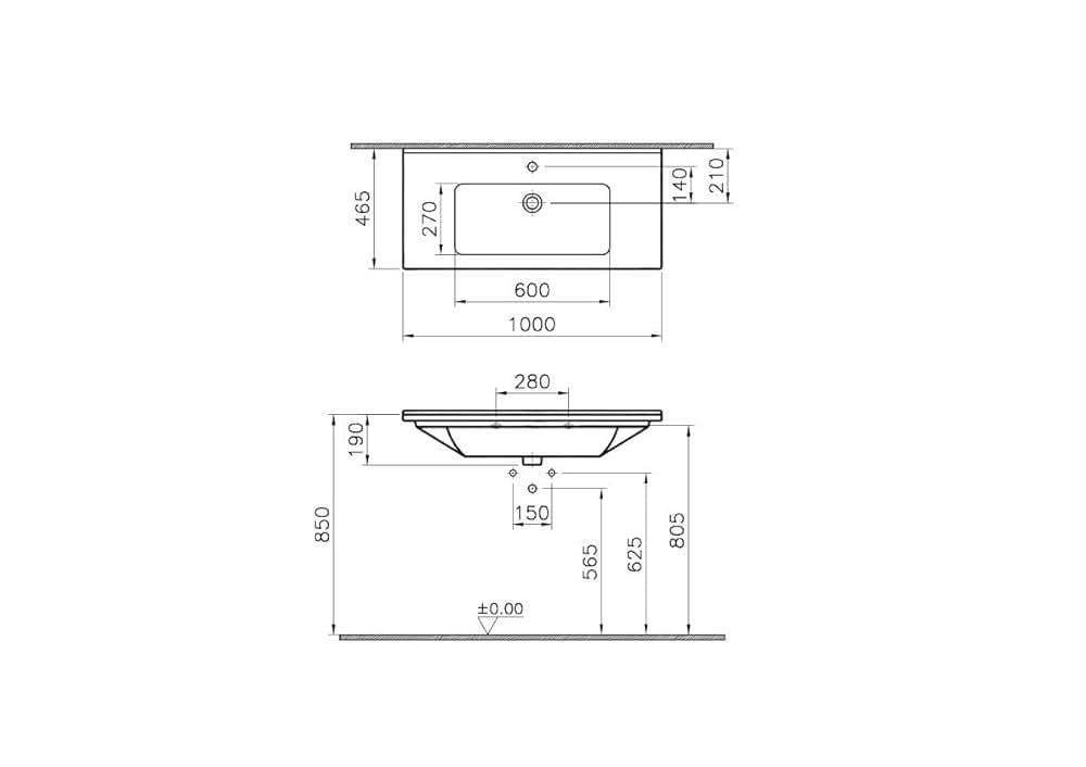 Vitra Lavabo, S50, Etajerli, 100 cm, 5479B003-0001VitrA5479B003-0001Etajerli Lavabo