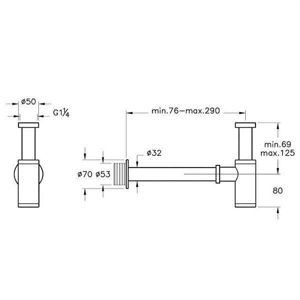 Vitra Lavabo Sifonu, Origin, Alt Grubu (T Tipi) Parlak Siyah, A4512339VitrAA4512339Lavabo Tamamlayıcı Ürünler
