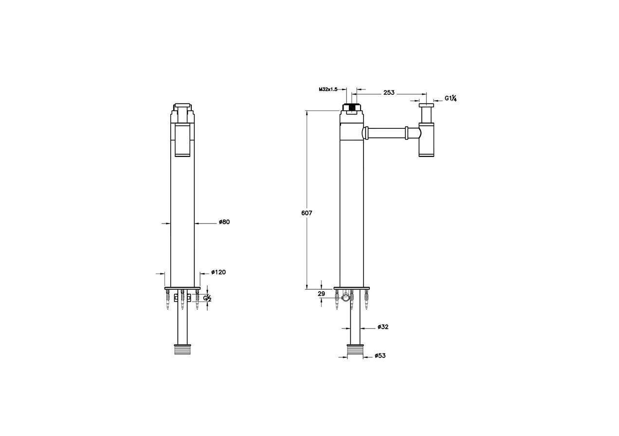 Vitra Lavabo Sifonu, Origin, Serbest, Kısa, Mat Siyah, A4516036VitrAA4516036Lavabo Tamamlayıcı Ürünler