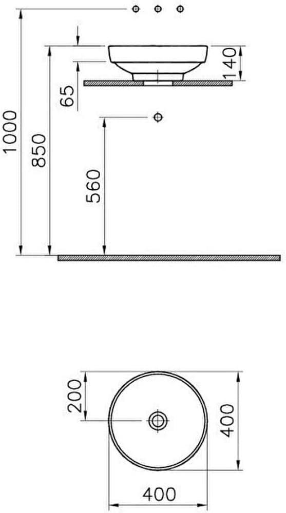 Vitra Lavabo, Water, Jewels, Çanak, 40 cm, Beyaz, 4334B403-1361VitrA4334B403-1361Çanak Lavabo
