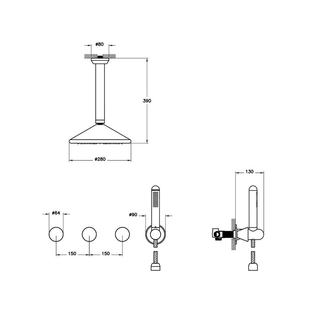 Vitra Liquid Ankastre Duş Seti (Sıva Üstü Grubu) A42777VitrAA42777Ankastre Duş Setleri