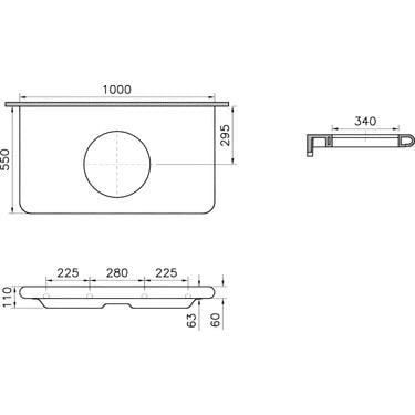 Vitra Liquid Seramik Tezgah, 100 cm, Beyaz (Lavabo Delikli-Armatür Deliksiz), 7310B403-1828  (sadece istanbul teslimat için uygundur )VitrA7310B403-1828Etajerli Lavabo