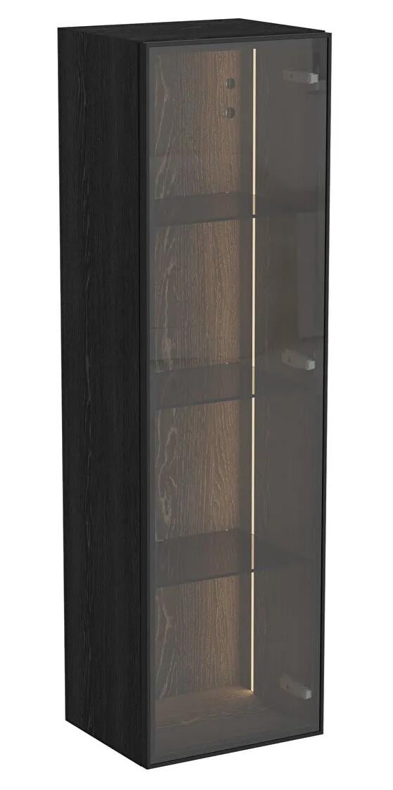 Vitra Metropole Edge Cam Kapaklı Kısa Boy Dolabı, 35 cm, Siyah Meşe (Sağ) 67259 VitrA67259Banyo Boy Dolabı Modelleri 