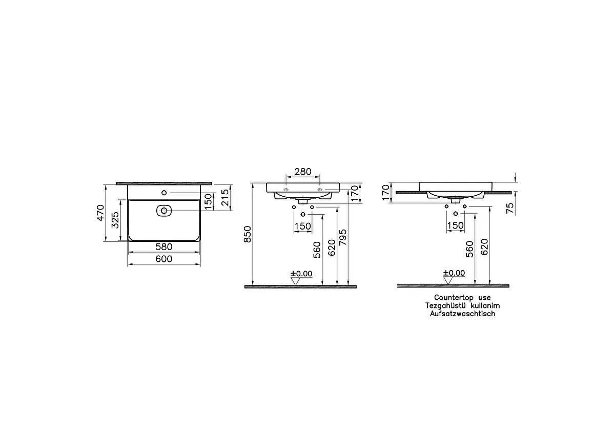 Vitra Metropole Lavabo, 60 cm, 7526B003-0001VitrA7526B003-0001Standart Lavabo