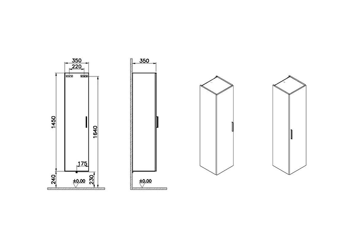 Vitra Mia Banyo Boy Dolabı, Parlak Beyaz 66166VitrA66166Banyo Boy Dolabı Modelleri 