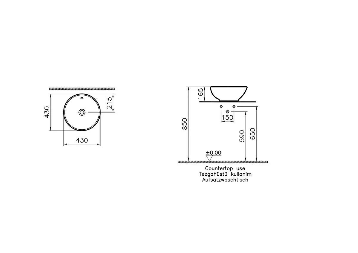 Vitra Options Çanak Lavabo, 43 cm, 4324B003-0012 VitrA4324B003-0012Çanak Lavabo