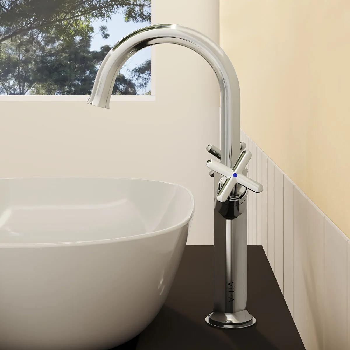 Vitra Origin Classic Tezgah Üstü Lavabo Bataryası (Çift Kumandalı) A42886 VitrAA42886Lavabo Bataryaları