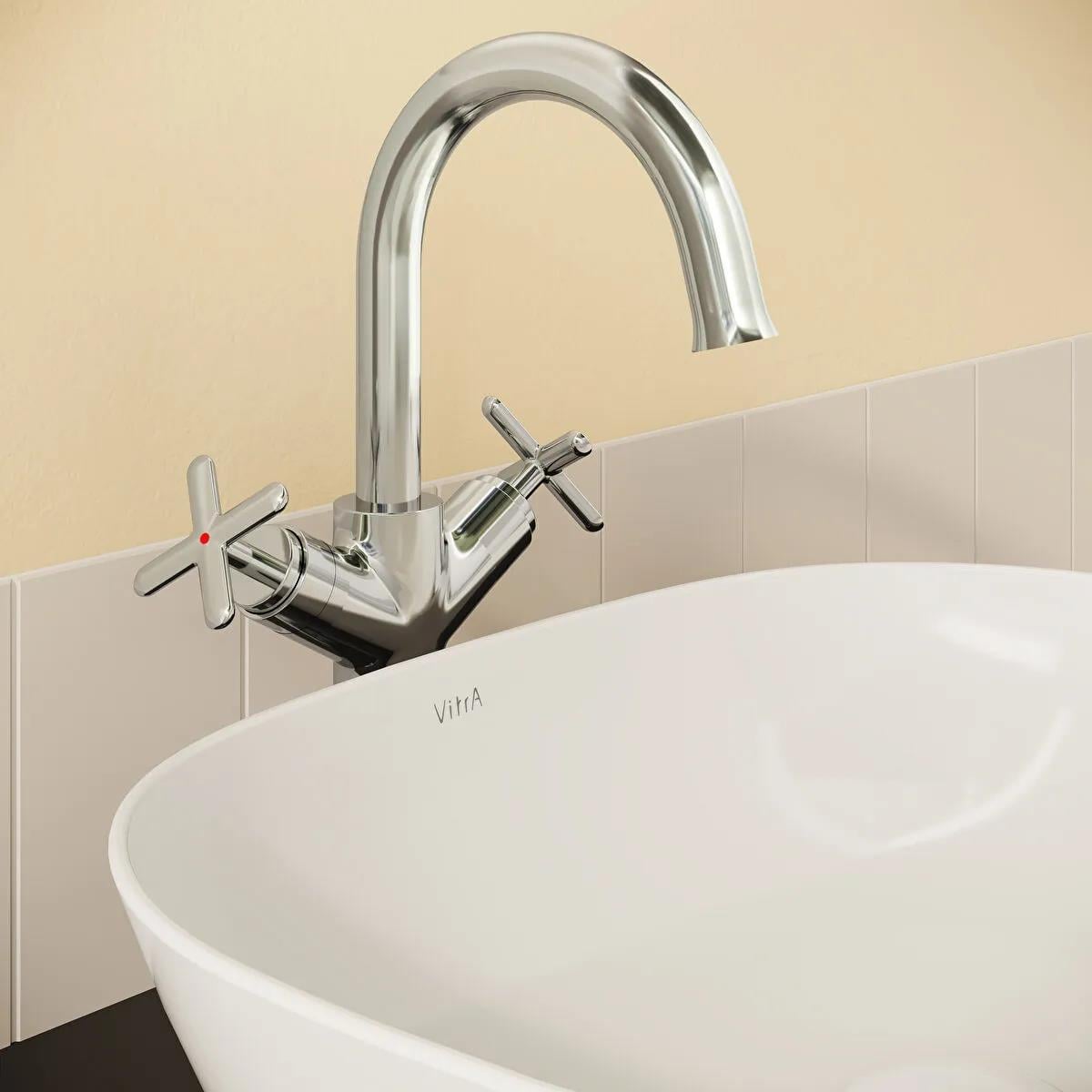 Vitra Origin Classic Tezgah Üstü Lavabo Bataryası (Çift Kumandalı) A42886 VitrAA42886Lavabo Bataryaları