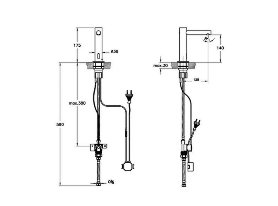 Vitra Origin Fotoselli Lavabo Bataryası (Çift Su Girişli, Pilli), Mat Siyah A4721436WTCVitrAA4721436WTCLavabo Bataryaları
