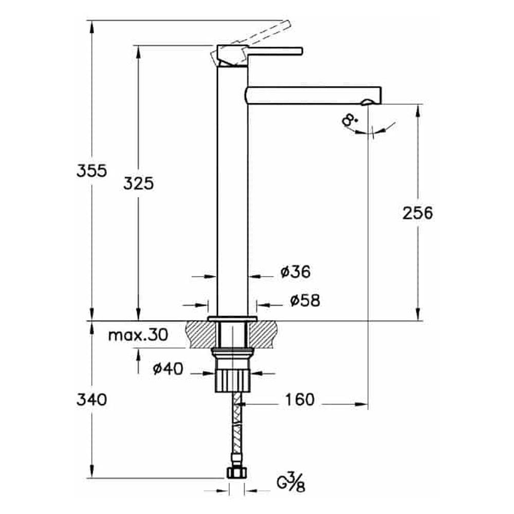 Vitra Origin Tezgah Üstü Lavabo Bataryası, Fırçalı Nikel A4255834VitrAA4255834Çanak Lavabo Bataryaları