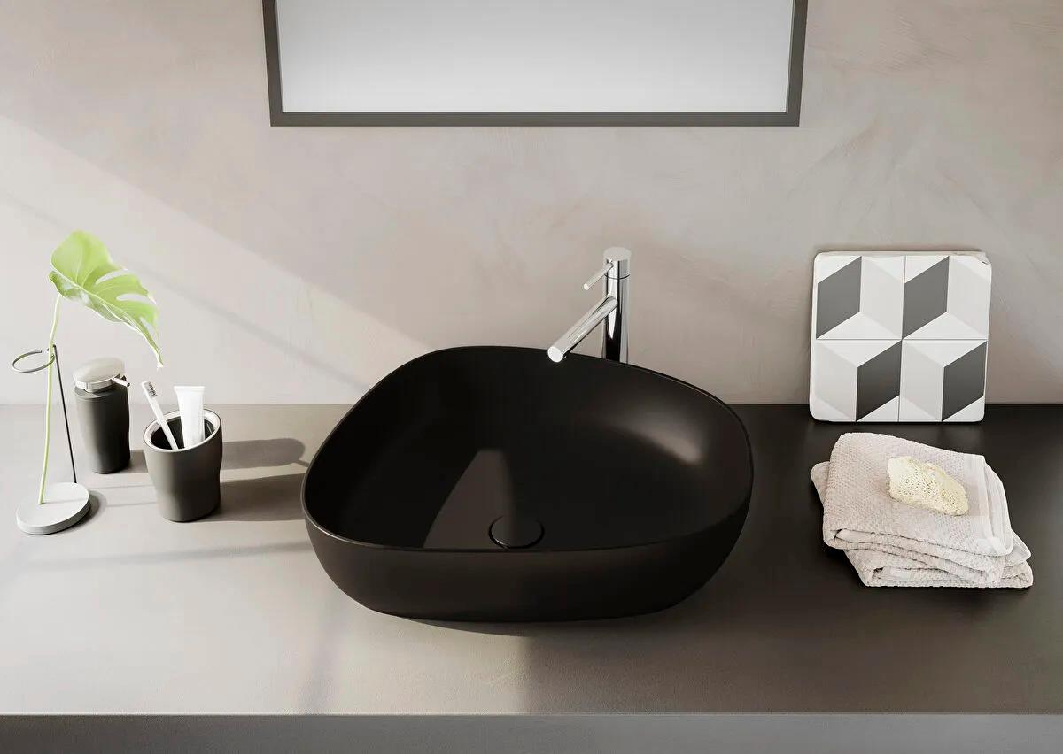 Vitra Outline Asimetrik Çanak Lavabo, 56 cm, Mat Siyah, 5991B483-0016  (sadece istanbul teslimat için uygundur )VitrA5991B483-0016Çanak Lavabo