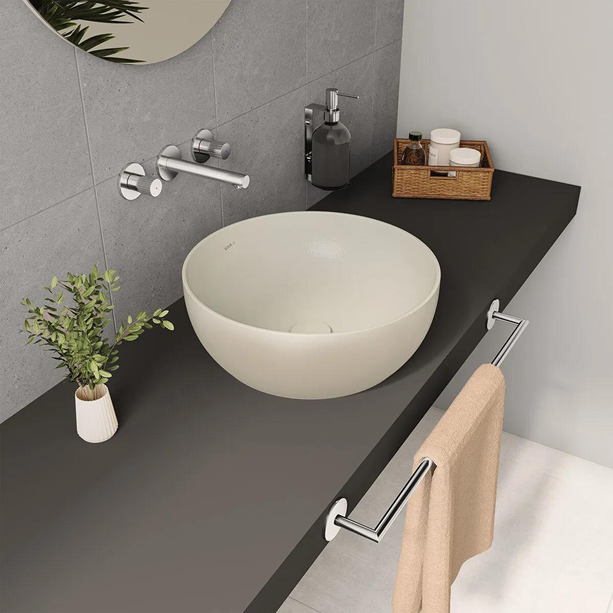 Vitra Outline Recycled Yuvarlak Çanak Lavabo, 41 cm, Mat Bej, 7992B066-0016VitrA7992B066-0016Çanak Lavabo