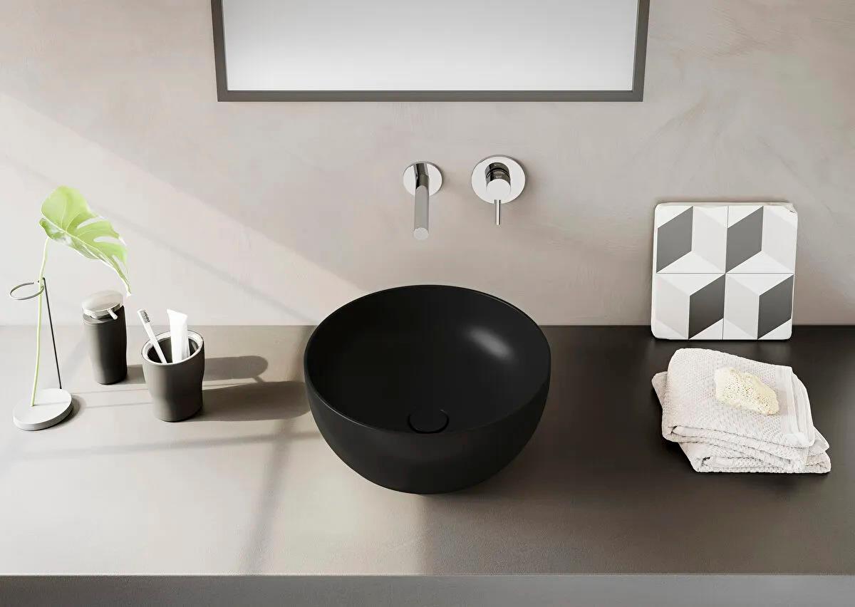 Vitra Outline Yuvarlak Çanak Lavabo, 40 cm, Mat Siyah, 5992B483-0016  (sadece istanbul teslimat için uygundur )VitrA5992B483-0016Çanak Lavabo