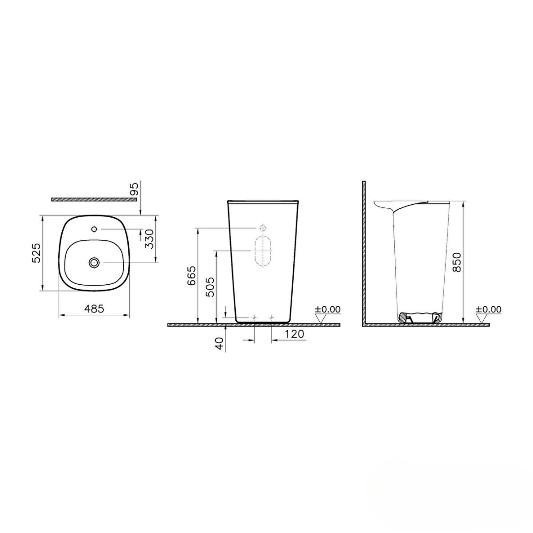 Vitra Plural Monoblok Lavabo, 50 cm, Mat Siyah, 7814B483-0041VitrA7814B483-0041Standart Lavabo