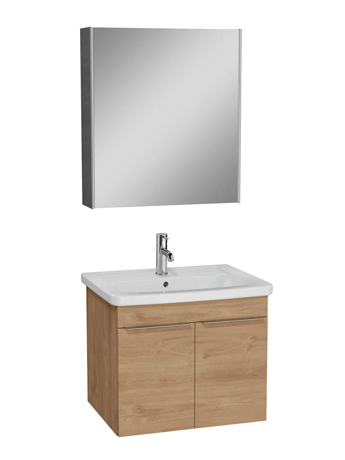 Vitra Quadrum Banyo Dolabı Seti, 65 cm, Kapaklı, (Dolaplı Ayna Dahil), Altın Meşe 69618VitrA69618Banyo Dolabı Takımı