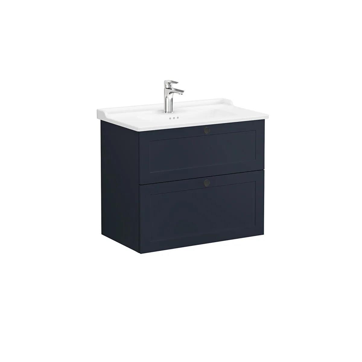 Vitra Root Classic Çift Çekmeceli Lavabo Dolabı 80 Cm Mat Lacivert (Klasik Lavabo Dahil) 68874VitrA68874Lavabo Dolabı
