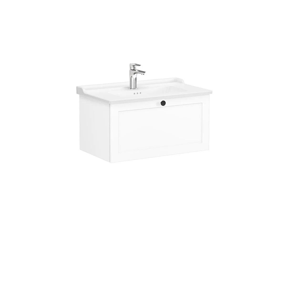 Vitra Root Classic Tek Çekmeceli Lavabo Dolabı 80 Cm Mat Beyaz (Klasik Lavabo Dahil) 68806VitrA68806Lavabo Dolabı