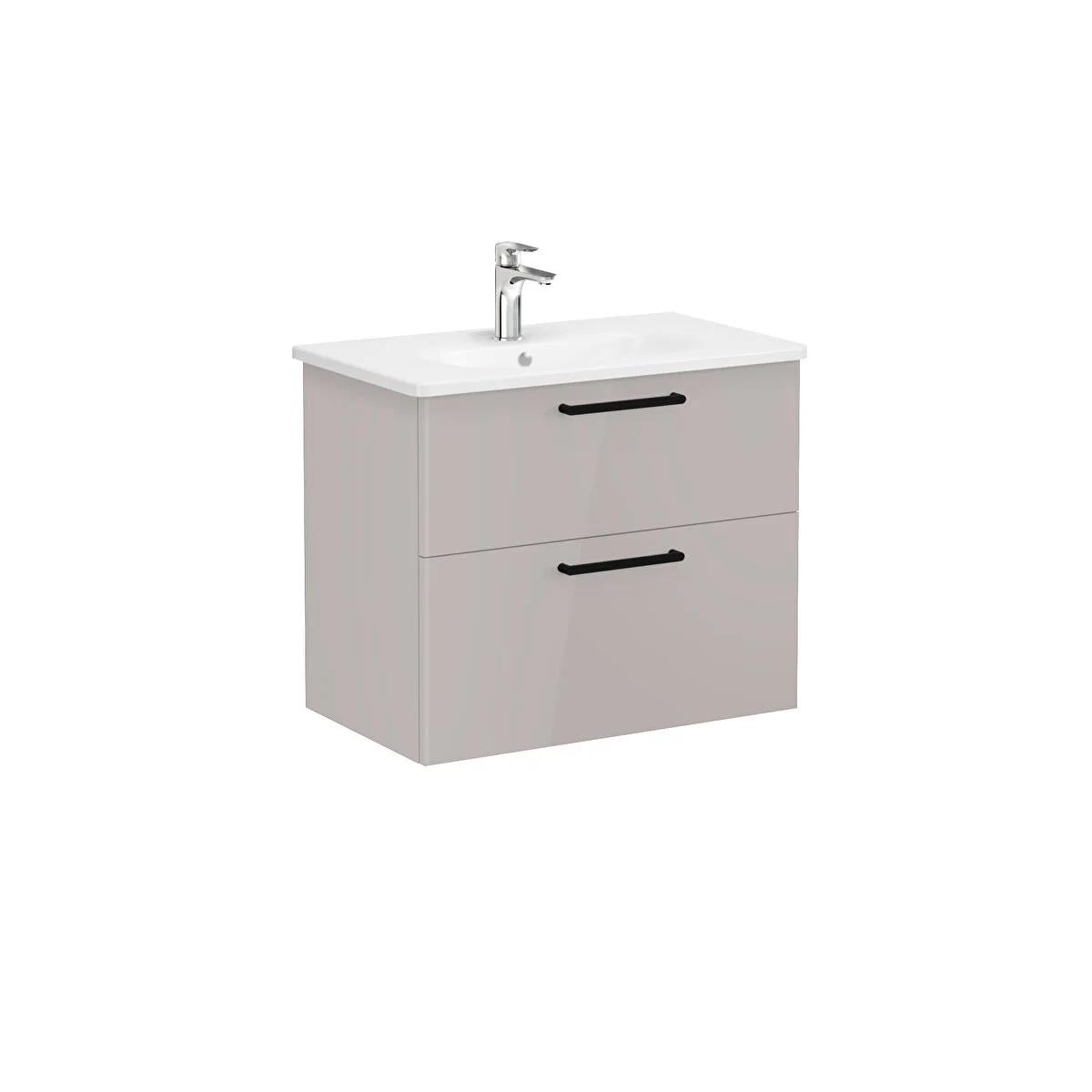 Vitra Root Flat İki Çekmeceli Lavabo Dolabı 80 Cm Parlak Sahra Beji (Yuvarlak Lavabo Dahil) 66309VitrA66309Lavabo Dolabı