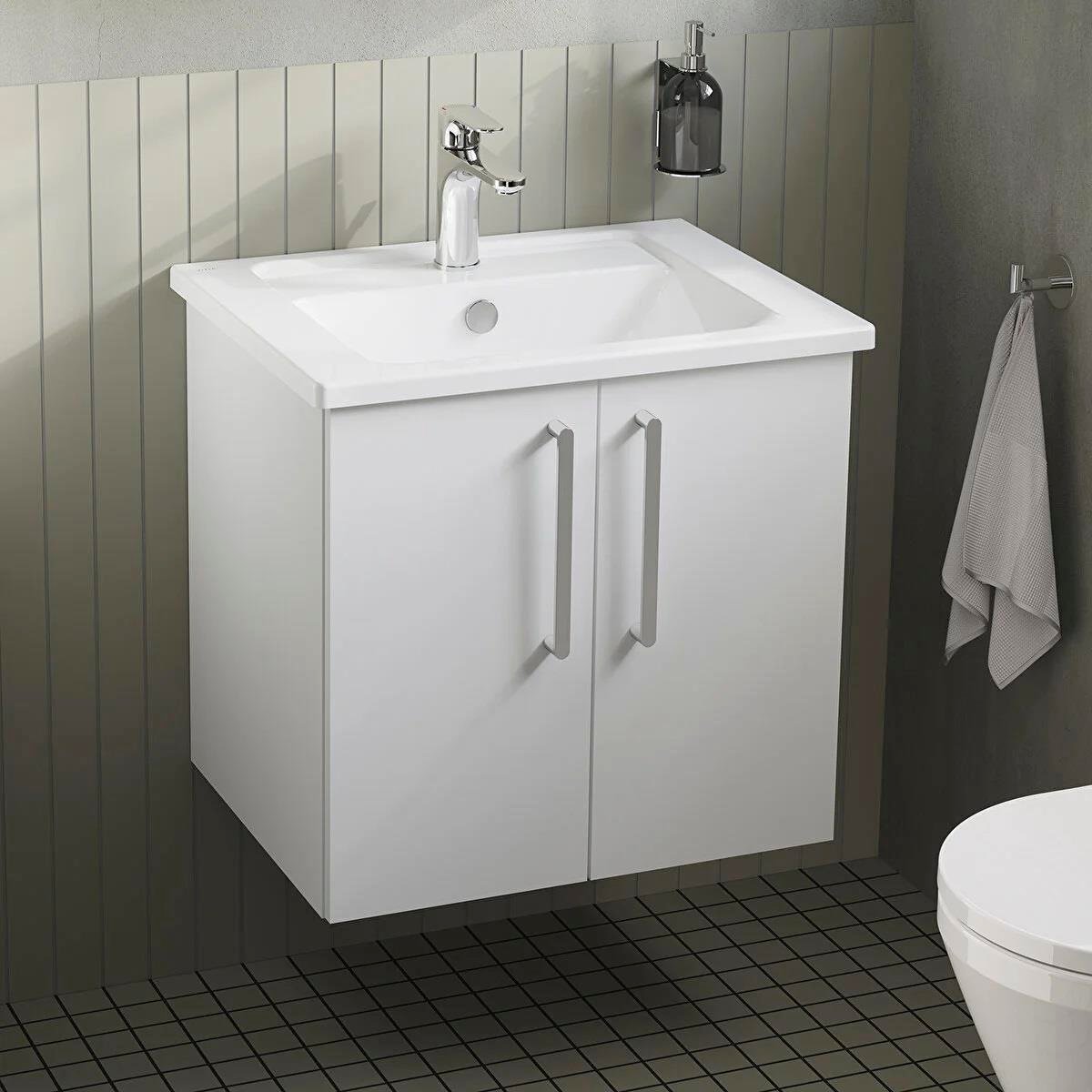 Vitra Root Flat Kapaklı Lavabo Dolabı 60 Cm Parlak Beyaz (Köşeli Lavabo Dahil) 66354VitrA66354Lavabo Dolabı