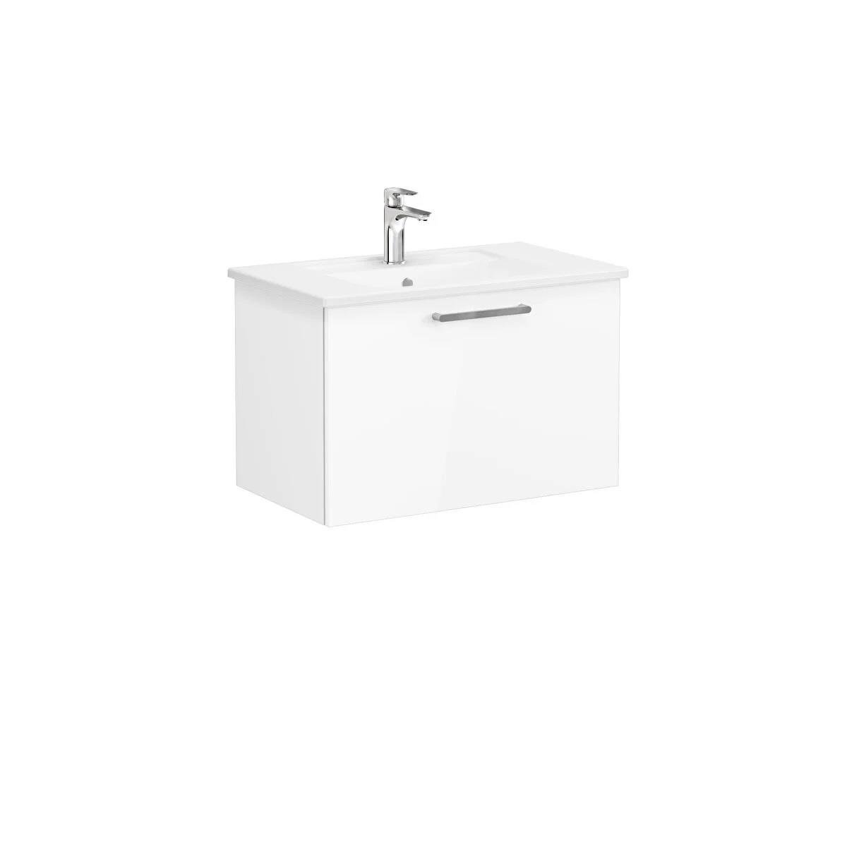 Vitra Root Flat Tek Çekmeceli Lavabo Dolabı 80 Cm Parlak Beyaz (Köşeli Lavabo Dahil) 66426VitrA66426Lavabo Dolabı