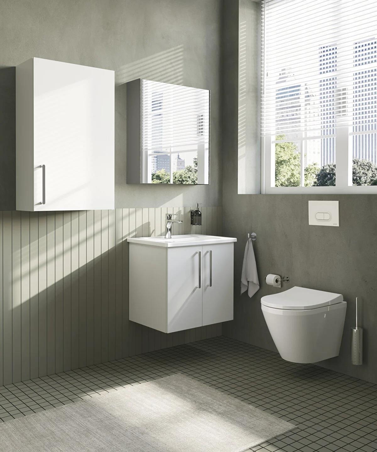 Vitra Root Flat Tek Çekmeceli Lavabo Dolabı 60 Cm Parlak Beyaz (Köşeli Lavabo Dahil) 66414VitrA66414Lavabo Dolabı
