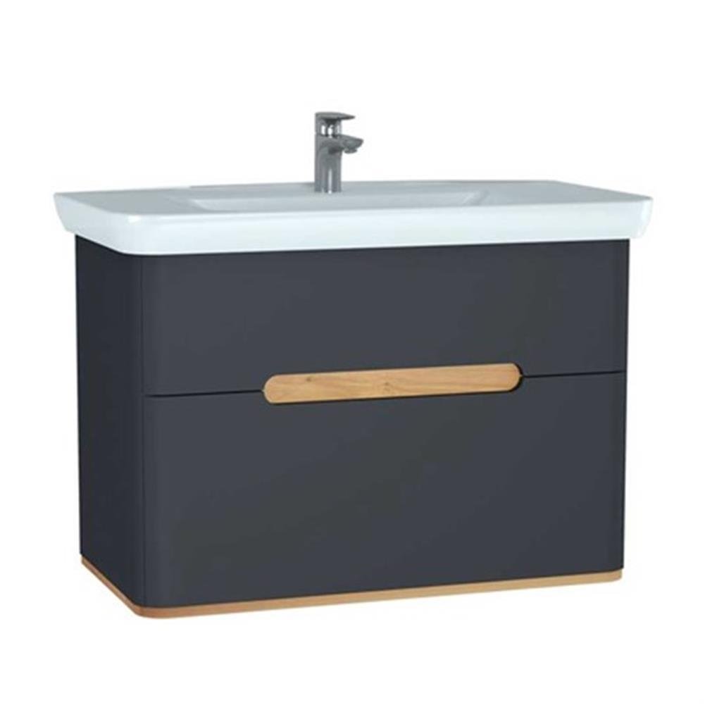 Vitra Sento Çift Çekmeceli Lavabo Dolabı, Ayaksız, 100 Cm, Mat Antrasit 60838VitrA60838Lavabo Dolabı