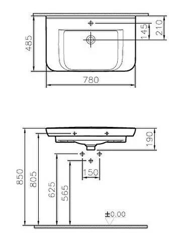 Vitra Sento Lavabo, 80 cm, 5947B003-0001 VitrA5947B003-0001Standart Lavabo