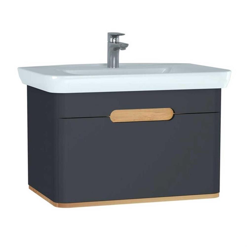 Vitra Sento Tek Çekmeceli Lavabo Dolabı, Ayaksız, 80 Cm, Mat Antrasit 60819VitrA60819Lavabo Dolabı