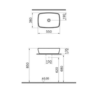 Vitra Shift Çanak Lavabo, 55x38 cm, 7075B003-0016VitrA7075B003-0016Çanak Lavabo