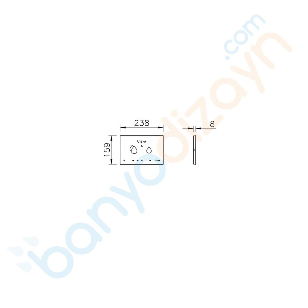 Vitra V-care Smart Kumanda Paneli, Siyah (8 cm Gömme Rezervuarlar için), 748-1501 VitrA748-1501Kumanda Paneli