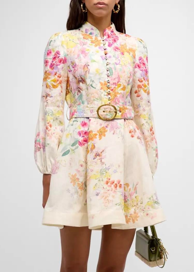 Çiçek Desenli Mini Elbise