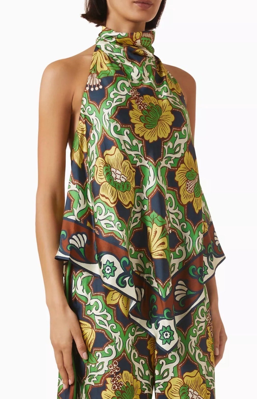 Desenli Halter Yaka Top ve Pantolon Takım
