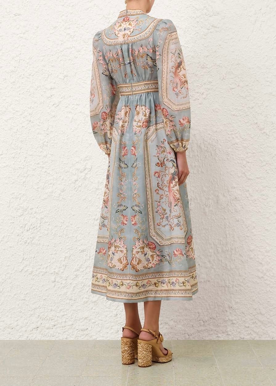 Desenli Midi Elbise