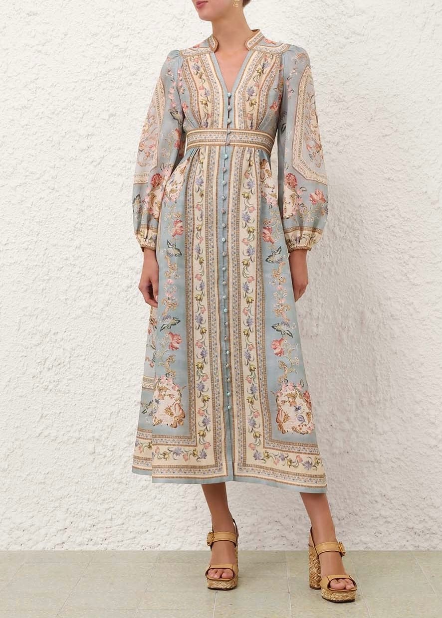 Desenli Midi Elbise