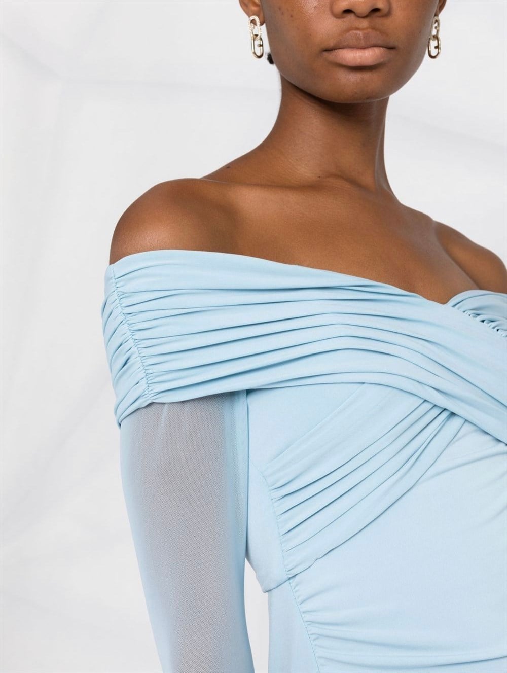 Drapeli Mavi Midi Elbise