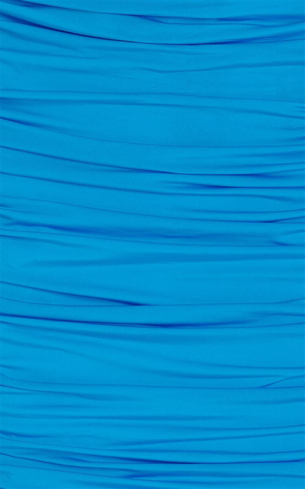 Drapeli Straplez Mavi Midi Elbise